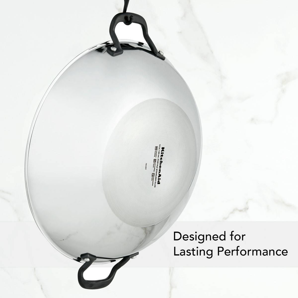 KitchenAid® 15in. 5-Ply Clad Stainless Steel Wok