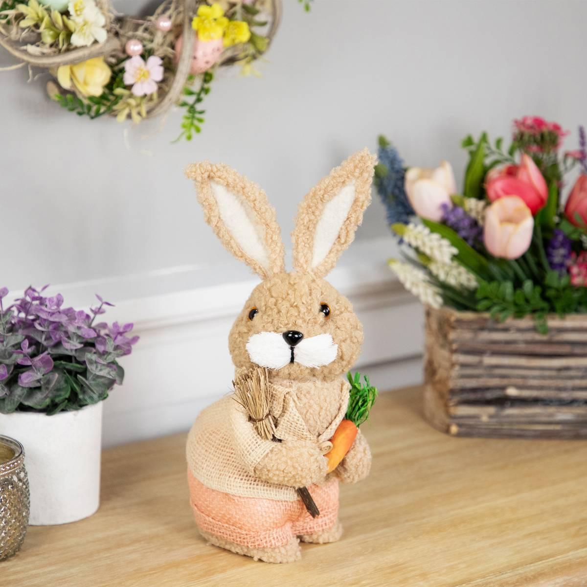 Northlight Seasonal Plush Boy Rabbit w/ Carrots Easter Figurine