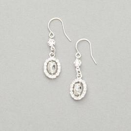 Rosa Rhinestones Silver Crystal Oval Halo Drop Earrings