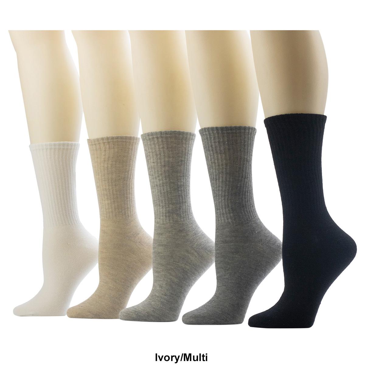 Womens Cuddl Duds® 5pk. Rib Welt Crew Socks