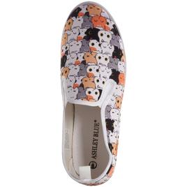 Womens Ashley Blue Canvas Cat Faces Slip On Fashion Sneakers