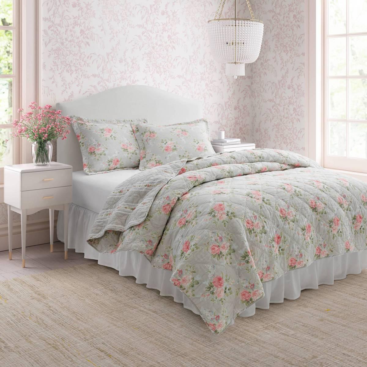 Laura Ashley Melany Cotton Reversible Quilt Set