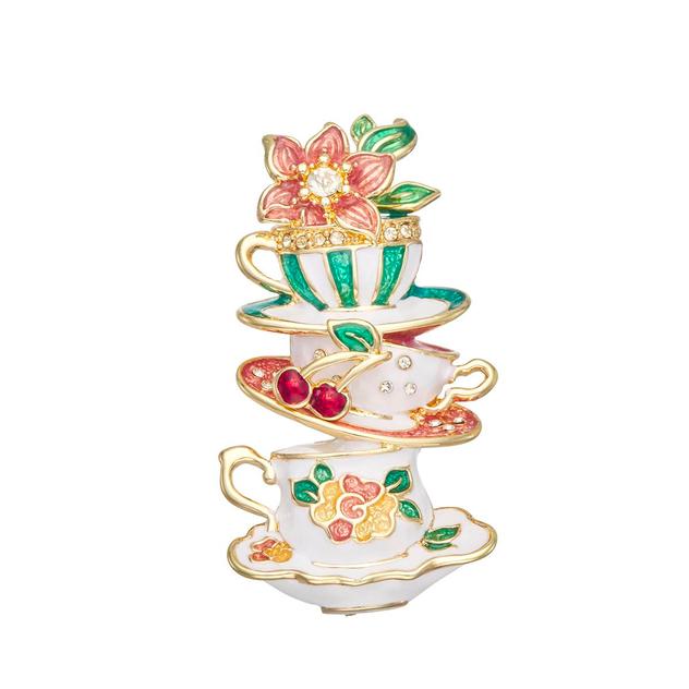 Napier Gold-Tone Multi-Tier Tea Cups Pin