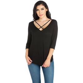 Womens 24/7 Comfort Apparel Criss Cross Neck Tee
