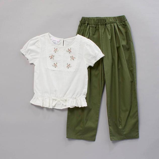 Girls (4-6x) Bonnie Jean Peplum Top to Paperbag Pants Set