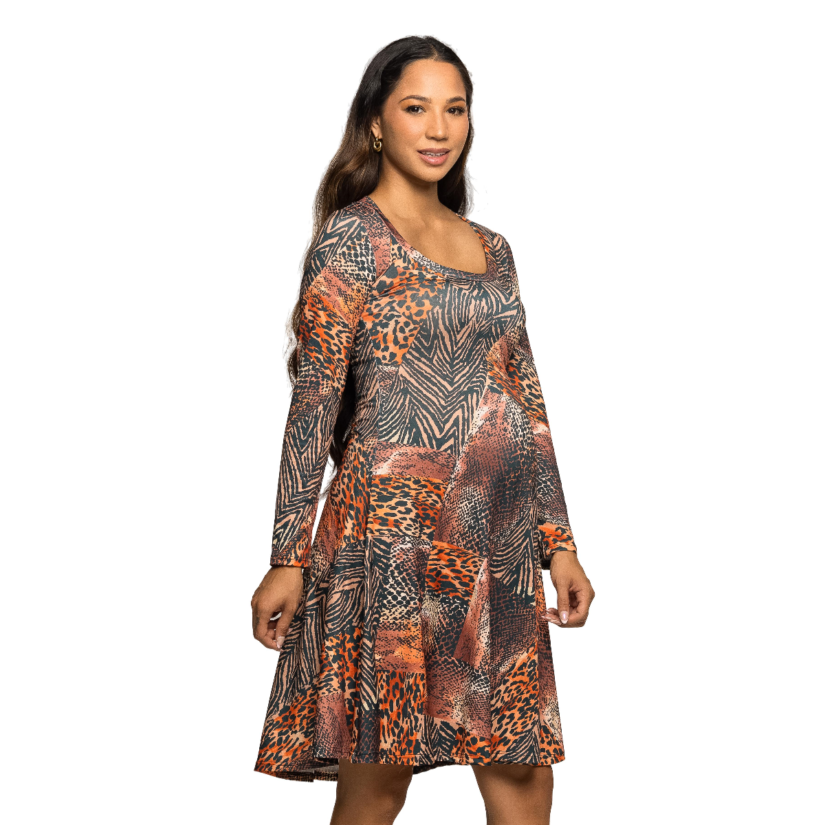 Womens 24/7 Comfort Apparel Animal Maternity Fit & Flare Dress