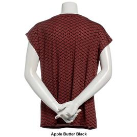 Womens Notations Short Sleeve Diamond Grommet Neck Shell Blouse