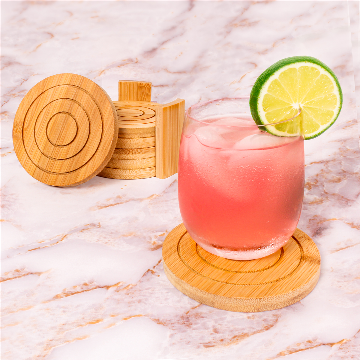 BergHOFF Bamboo 7pc. Circular Coaster Set