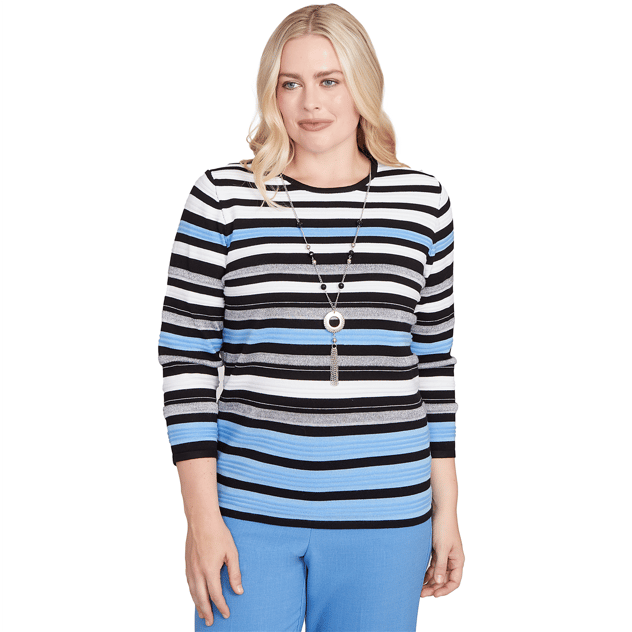 Womens Alfred Dunner Business As Usual Texture Stripe Sweater