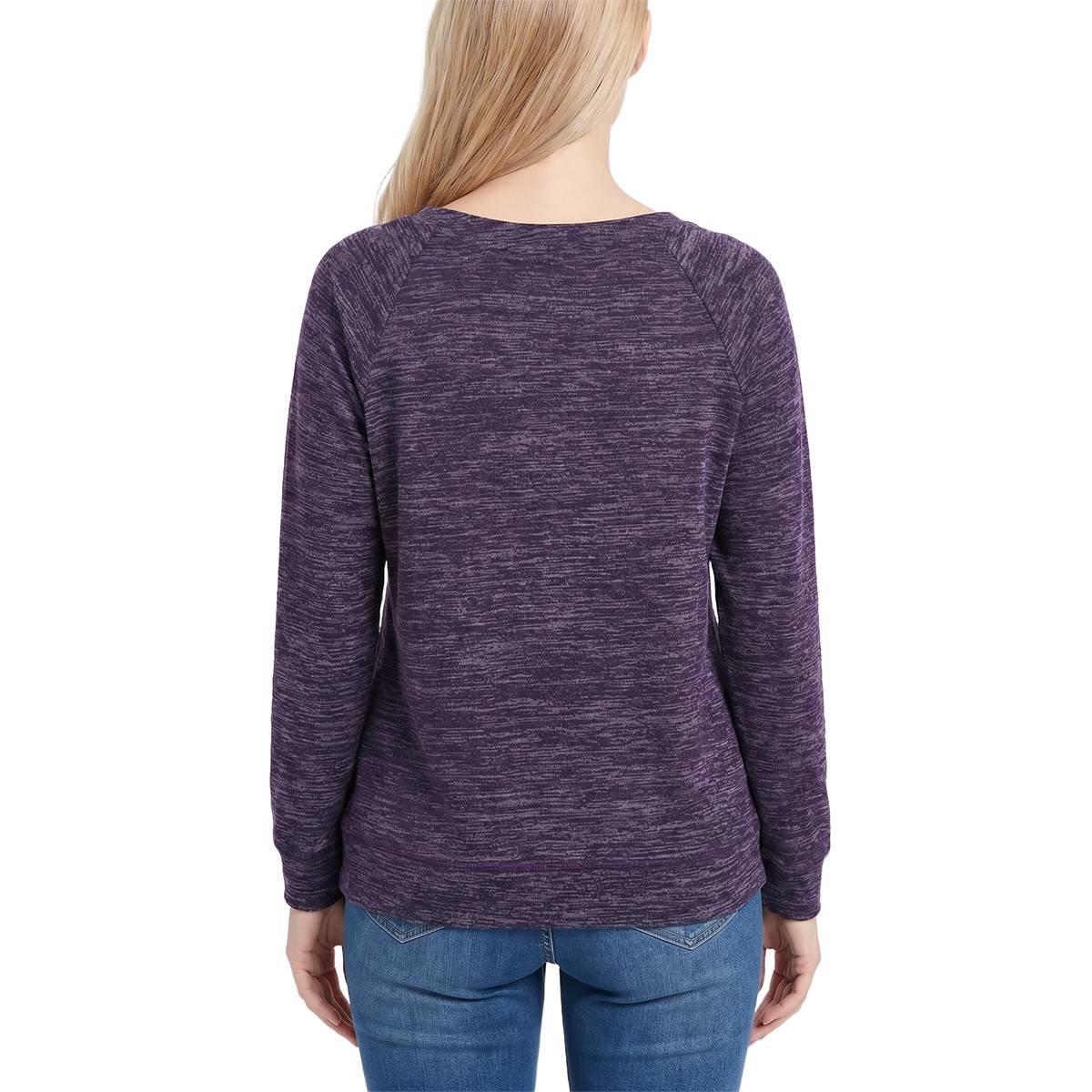 Petite NY Collection Long Raglan Sleeve Space Dye Hacci Top