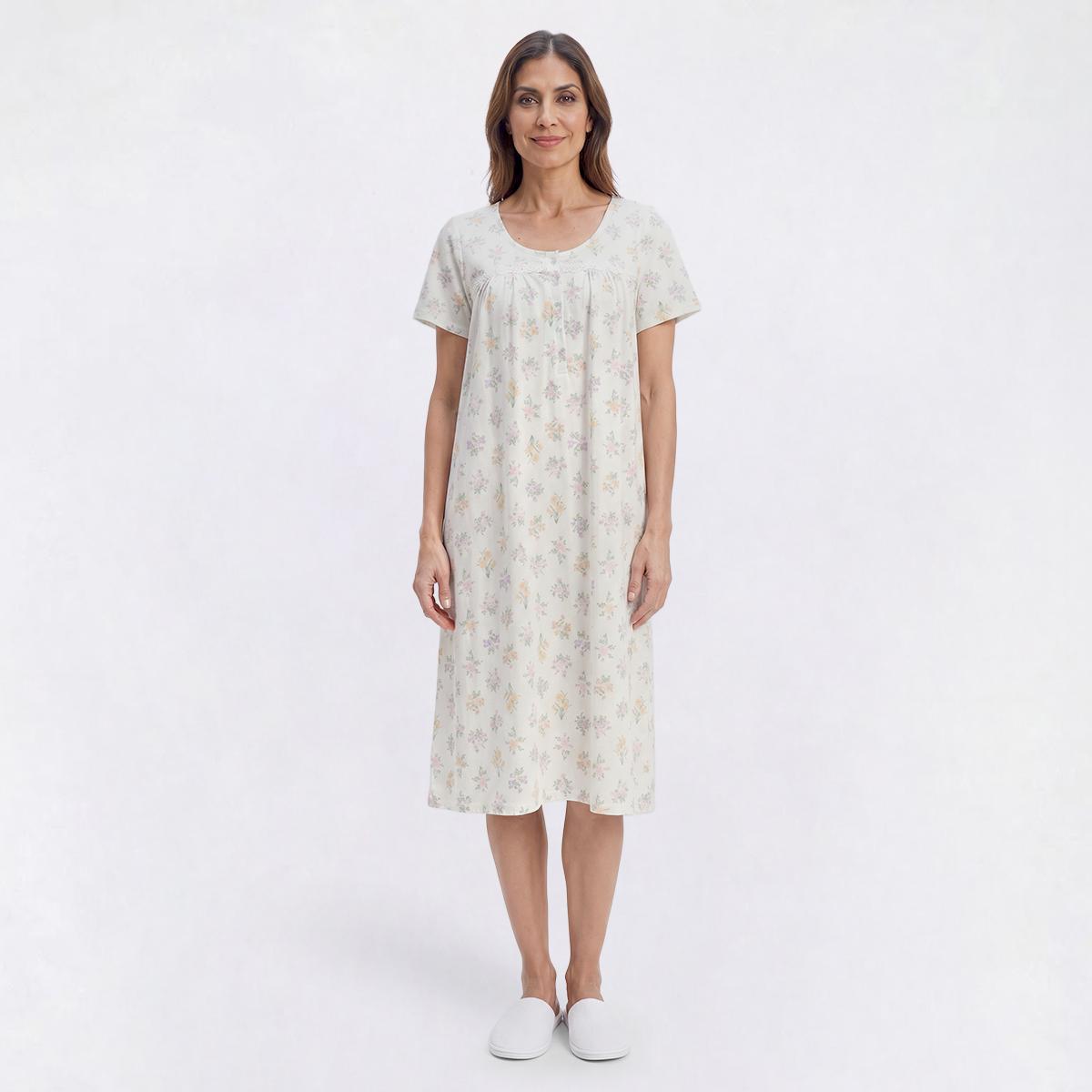 Womens Laura Ashley(R) Short Sleeve Garden Bouquets Nightgown