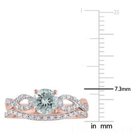 Gemstone Classics™ 10kt. Rose Gold Aquamarine & Diamond Ring