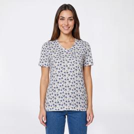 Womens Hasting & Smith Short Sleeve Floral & Leaf V Neck Tee