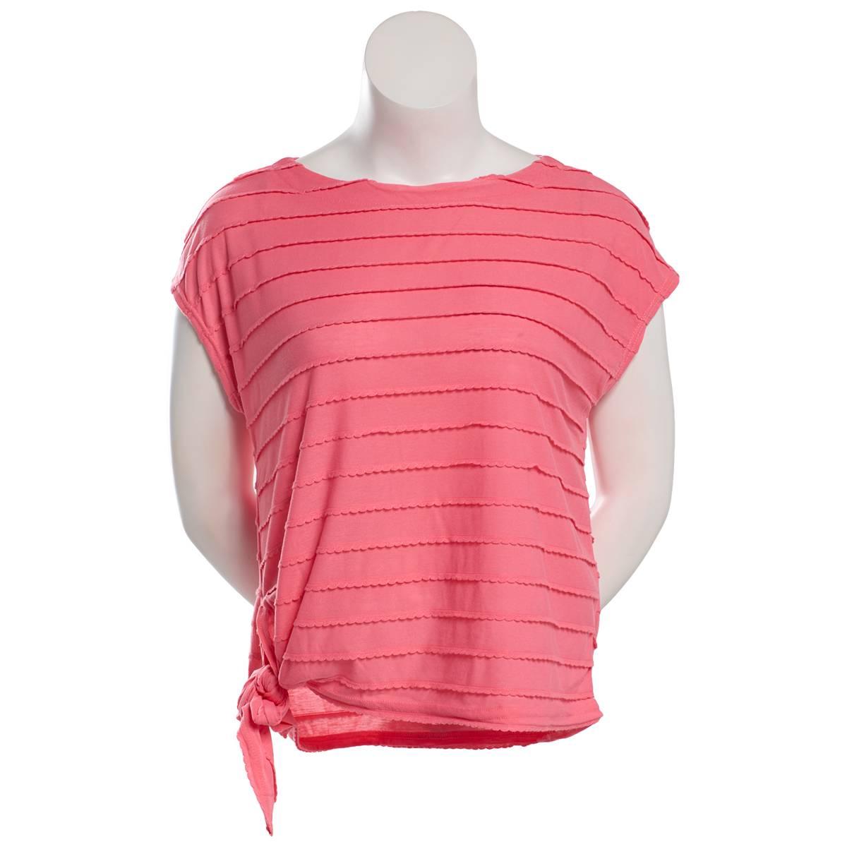 Womens French Laundry Short Dolman Scallop Trim Side Tie Blouse