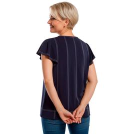 Womens Adrianna Papell Flutter Sleeve Stitch Detail Blouse