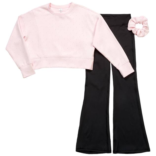 Girls (7-14) Yogalicious® Rhinestone Pullover w/ Flare Leggings