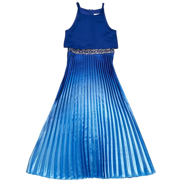 Girls (7-16) Rare Editions Illusion Top Pleated Ombre Maxi Dress