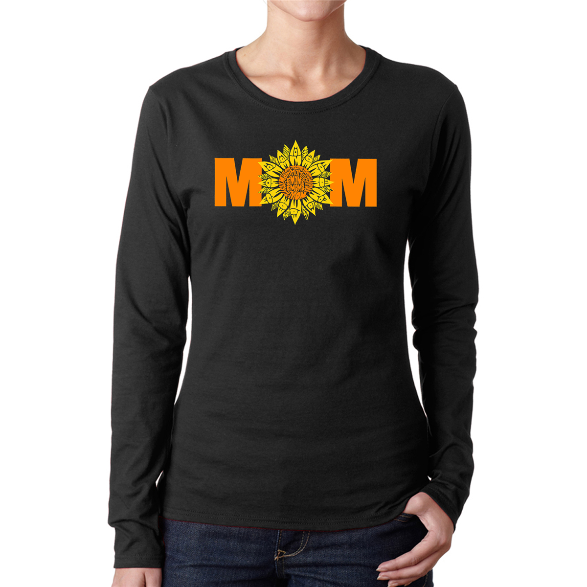 Womens LA Pop Art Mom Sunflower - Word Art Long Sleeve T-Shirt