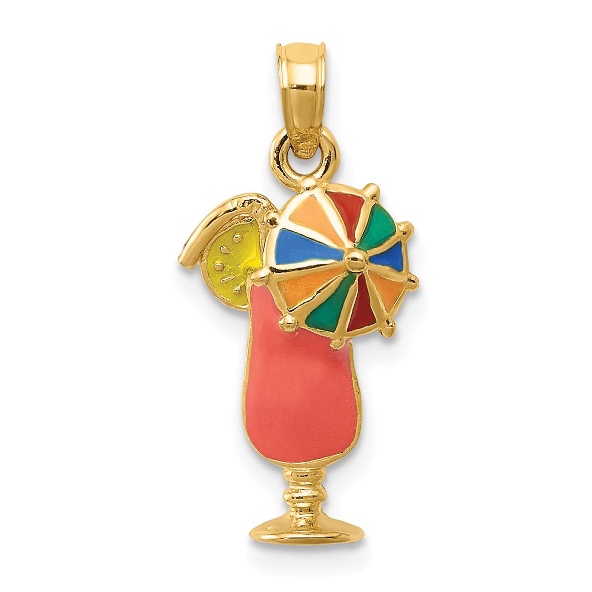 Unisex Gold Classics(tm) 14kt Gold Tropical Drink Pendant