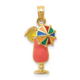 Unisex Gold Classics(tm) 14kt Gold Tropical Drink Pendant