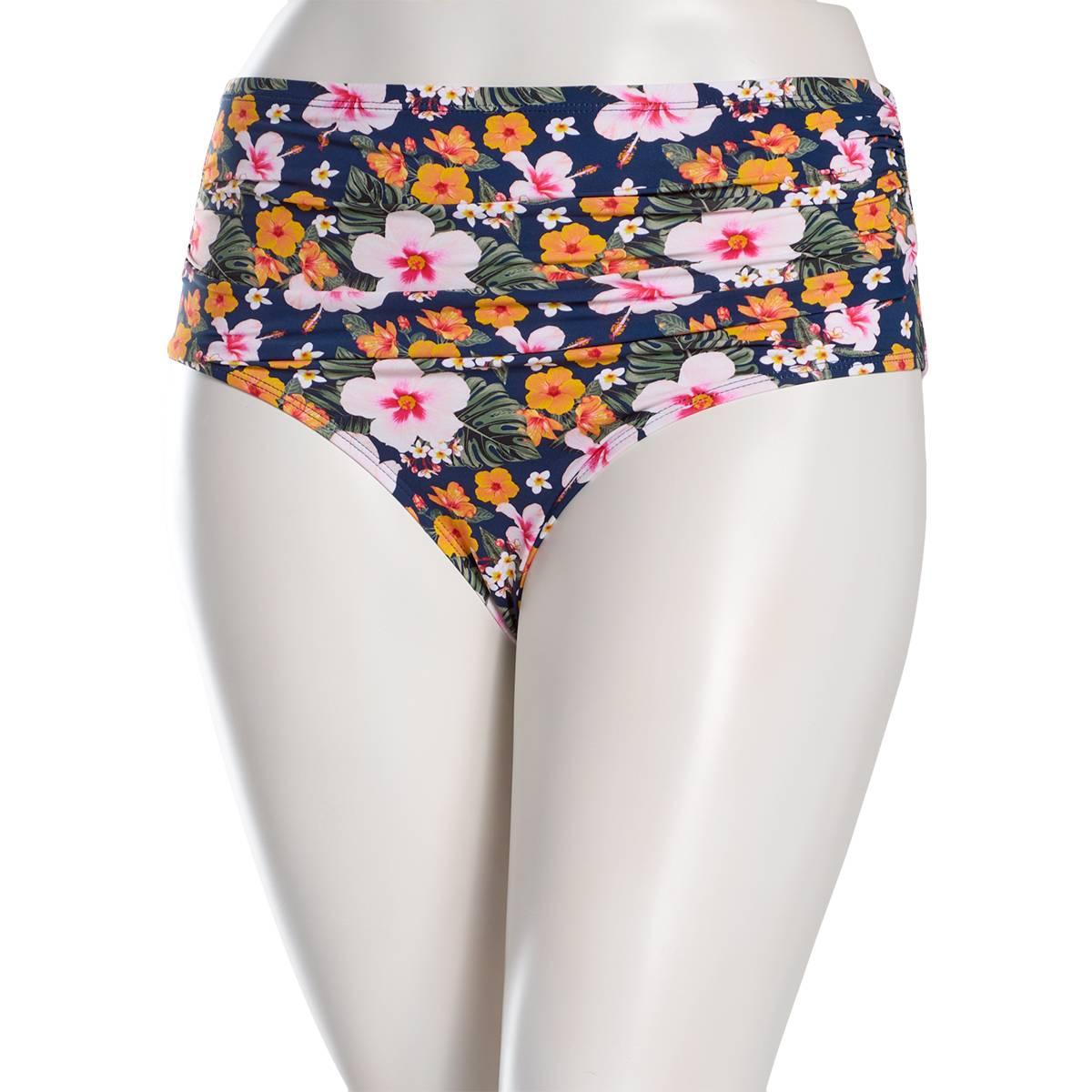 Womens Catherine Malandrino Bloom Floral High Waisted Swim Bottom