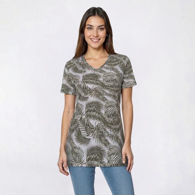Petite Hasting & Smith Short Sleeve Tropical V Neck Tee