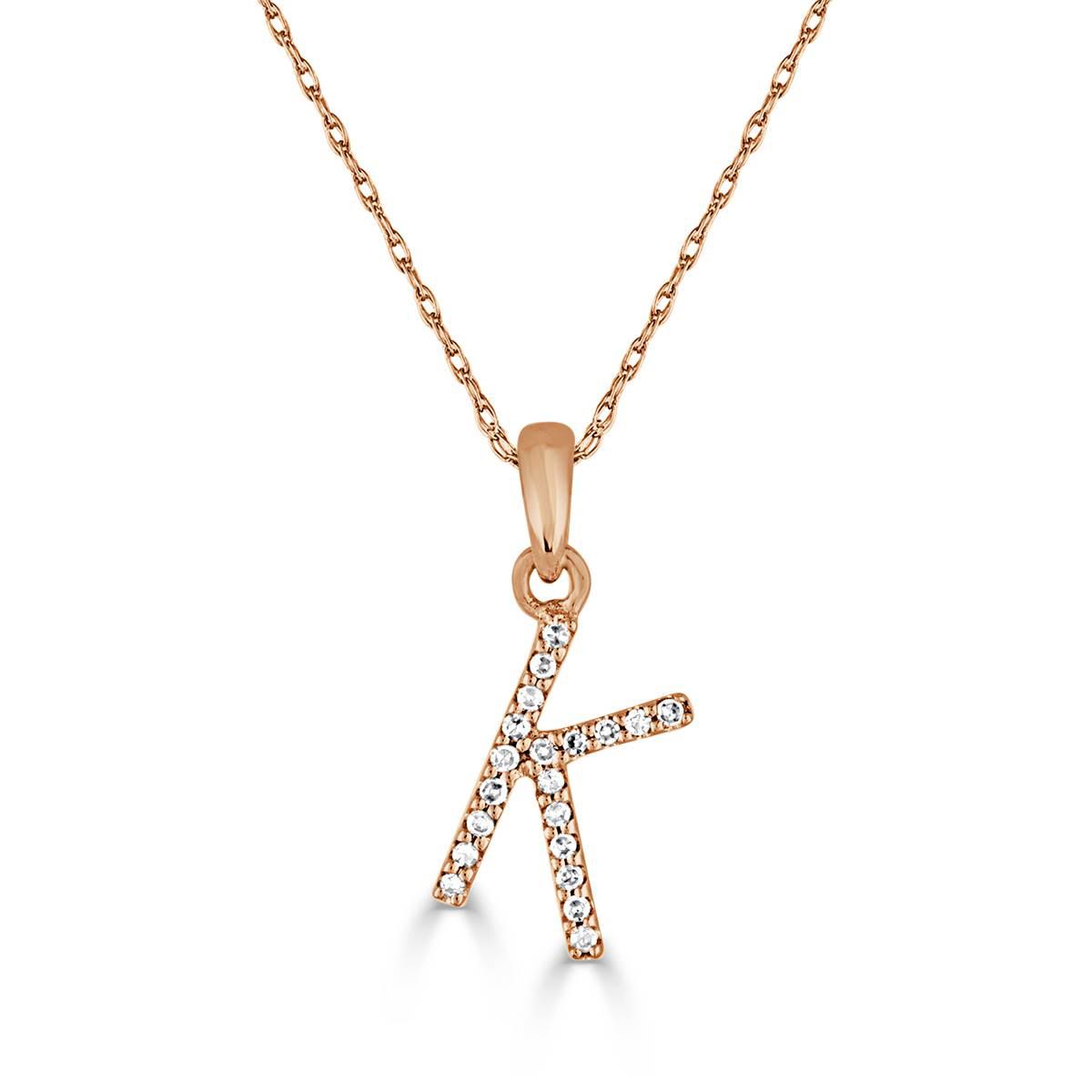 Diamond Classics(tm) 14kt. Rose Gold Initial K Letter Necklace