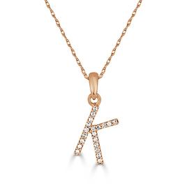 Diamond Classics(tm) 14kt. Rose Gold Initial K Letter Necklace