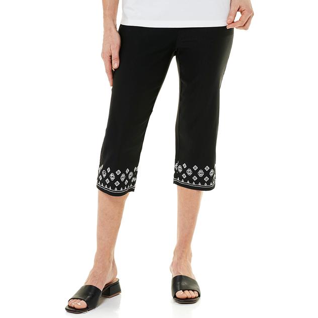 Petite Briggs Luxe Millen Embroidery Hem Capris
