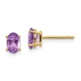 Gemstone Classics(tm) Yellow Gold 6mm. Amethyst Stud Earrings