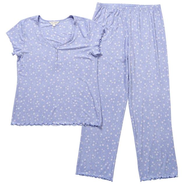 Womens Laura Ashley® Short Sleeve Ditsy Long Leg Pajama Set