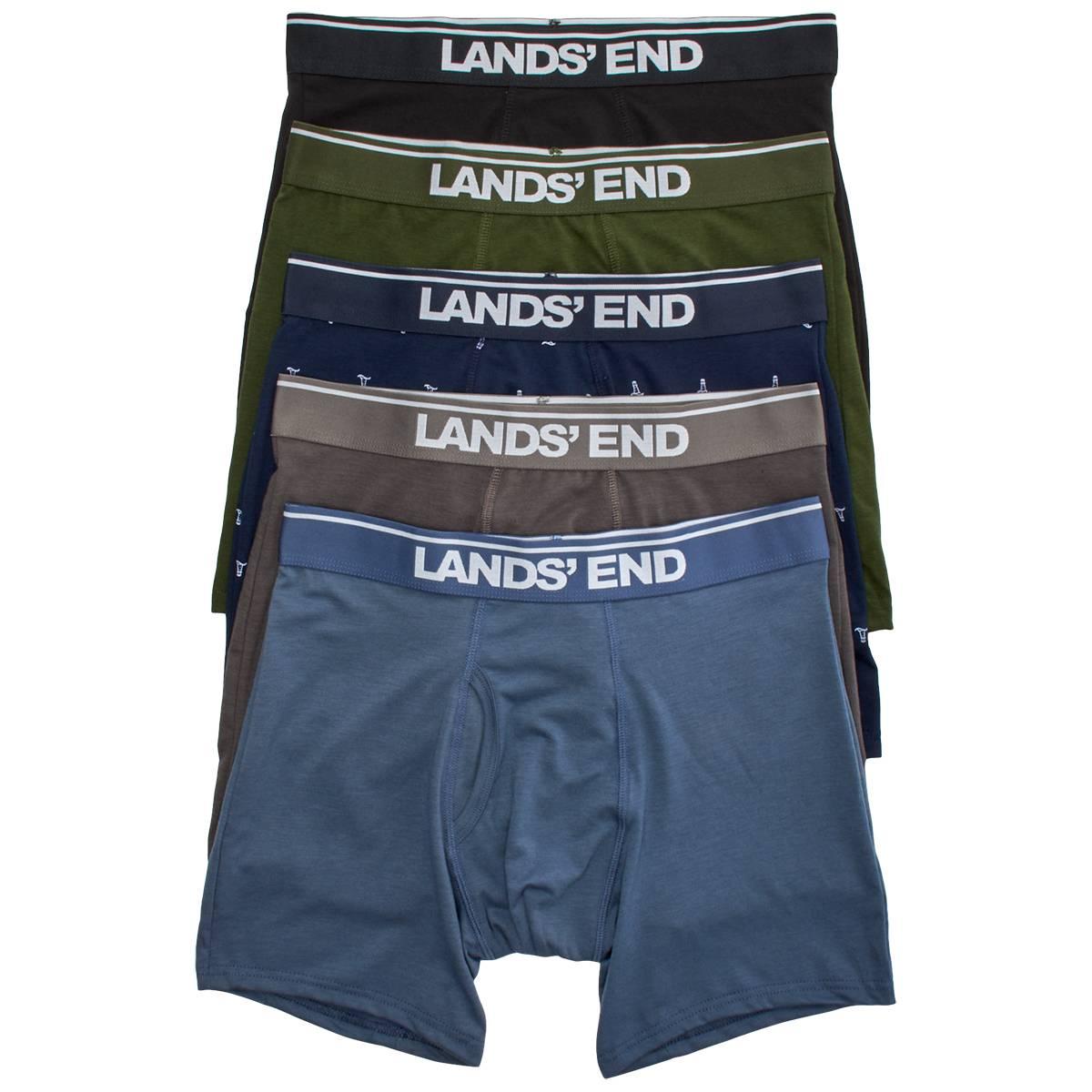Mens Lands End 5pk. Knit Boxer Briefs - Black/Grey