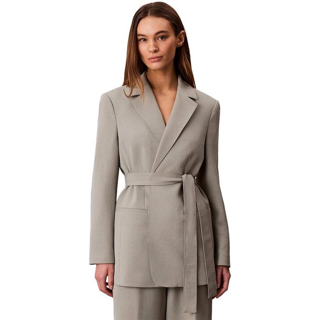 Womens Calvin Klein Long Sleeve Tie Waist Blazer