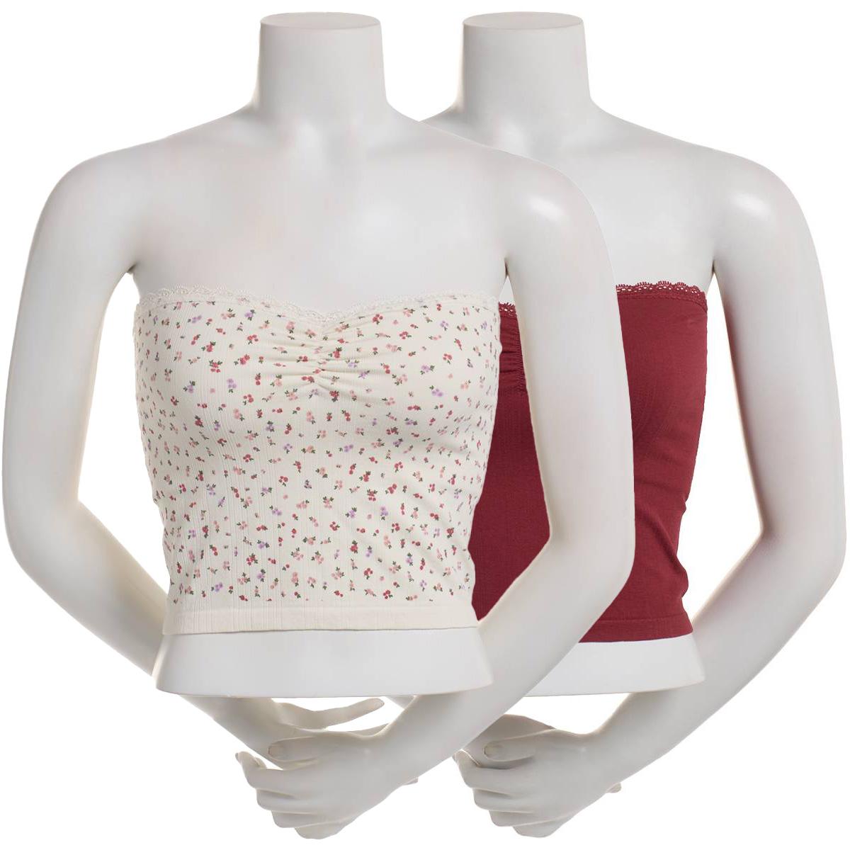 Juniors Pink Rose 2pk. Seamless Tube Top with Lace Trim