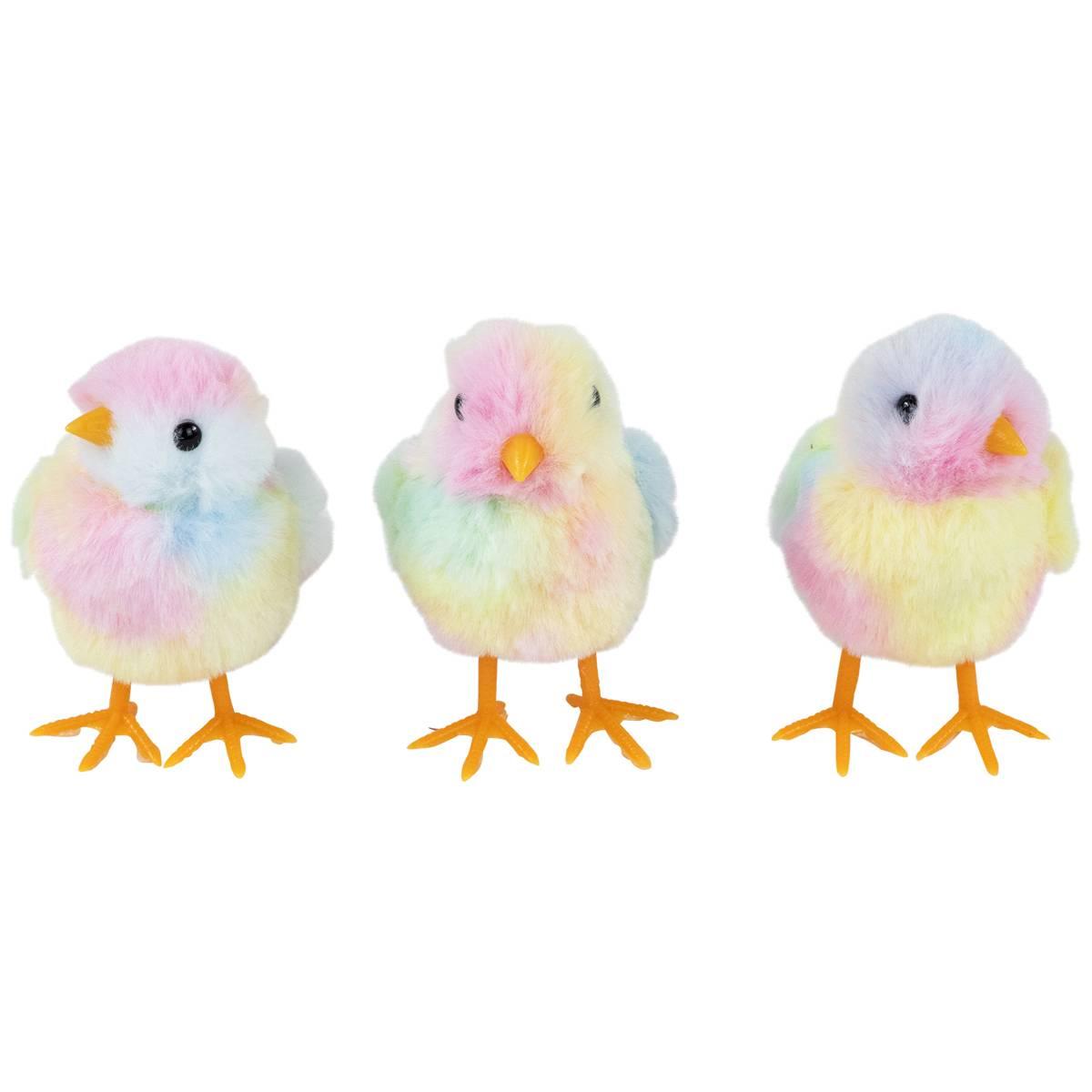 Northlight Seasonal Tie Dye Easter Chick Figurines - Set of 3