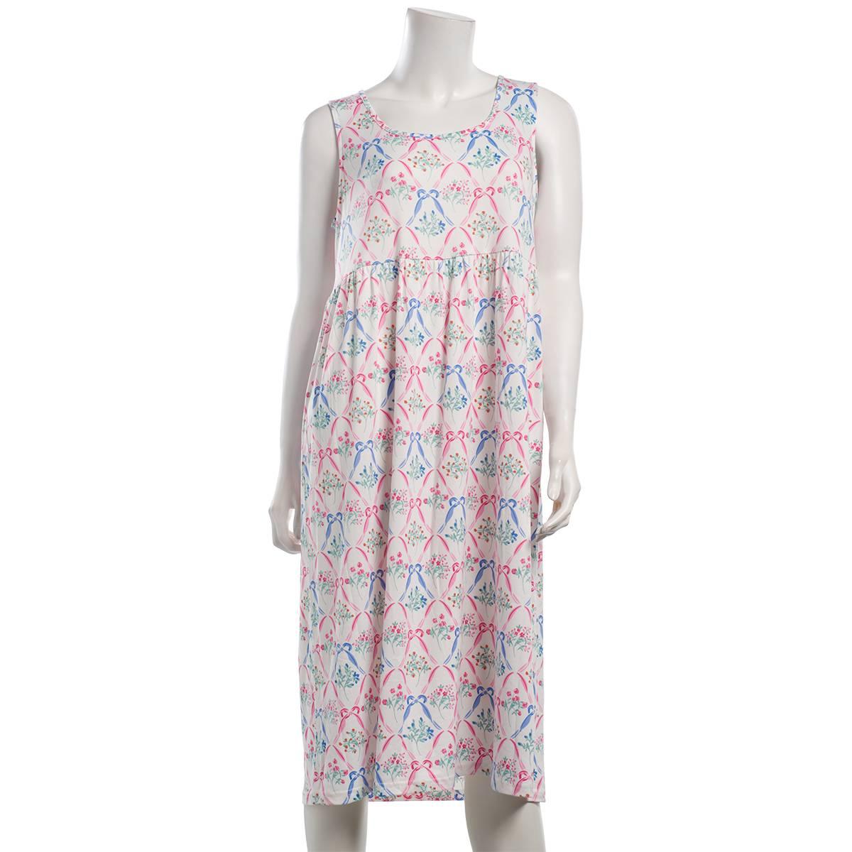 Womens White Orchid Cloud Knit Babydoll Floral Nightgown