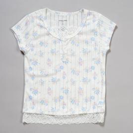 Girls (7-16) Aeropostale Short Sleeve Floral Henley Pointelle Top