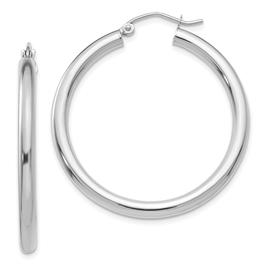 Gold Classics(tm) 14kt. White Gold 3mm Tube Hoop Earrings
