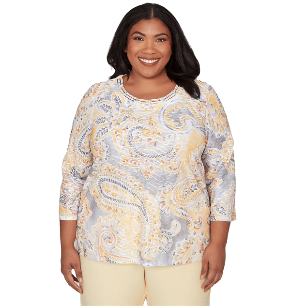 Plus Size Alfred Dunner Al Fresco Paisley Stud Embellished Blouse