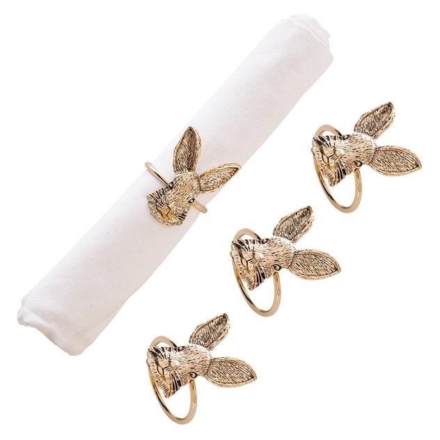 Rose Gold Bunny Head Napkin Rings - Set of 4
