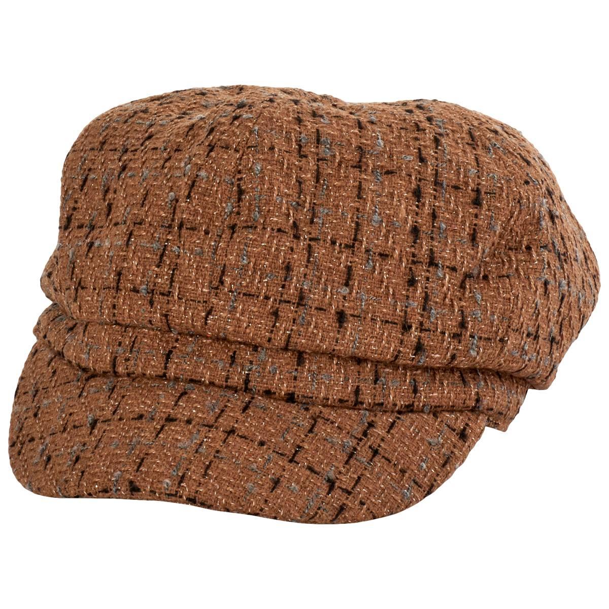 Womens Madd Hatter Brown & Beige Tweed Cabby Hat