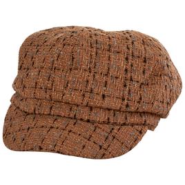 Womens Madd Hatter Brown & Beige Tweed Cabby Hat