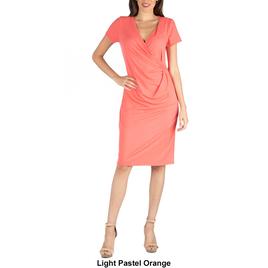 Womens 24/7 Comfort Apparel Faux Wrap Dress