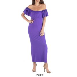 Womens 24/7 Off Shoulder Ruffled Maxi Dress