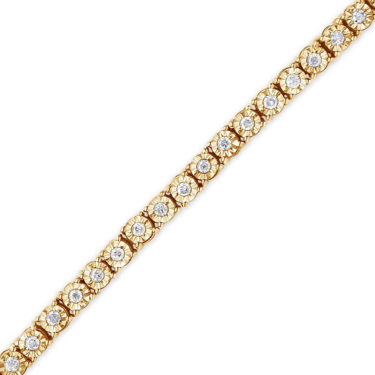Haus of Brilliance Yellow Gold over Silver Tennis Bracelet