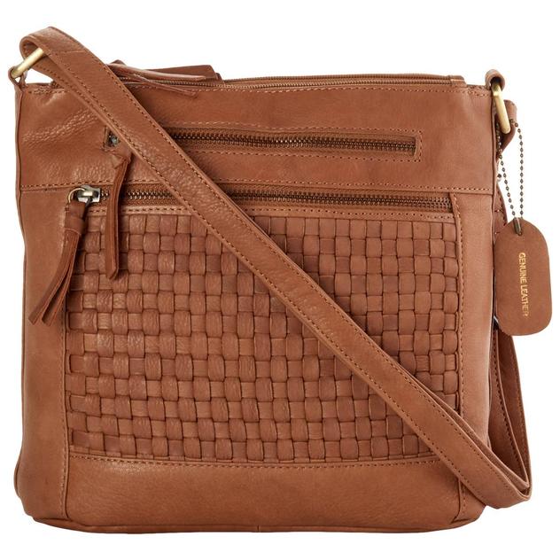 Great American Leatherworks Woven Panel Solid Bucket Crossbody