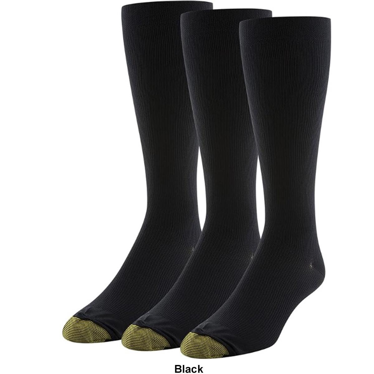 Mens Gold Toe® 3pk. Wellness Compression Rib Over The Calf Socks