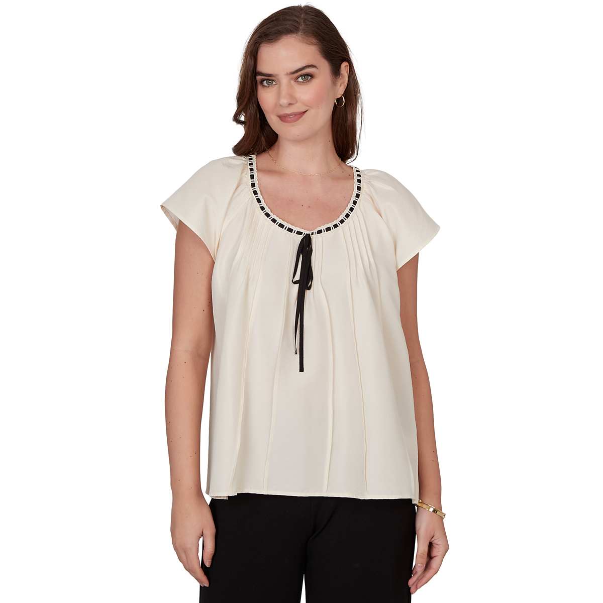 Womens Skyes the Limit Terra Tropic Solid Pleated Blouse