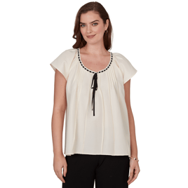 Womens Skyes the Limit Terra Tropic Solid Pleated Blouse