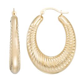 Evergold 14kt. Gold over Resin 27x22mm Oval Rib Hoop Earrings